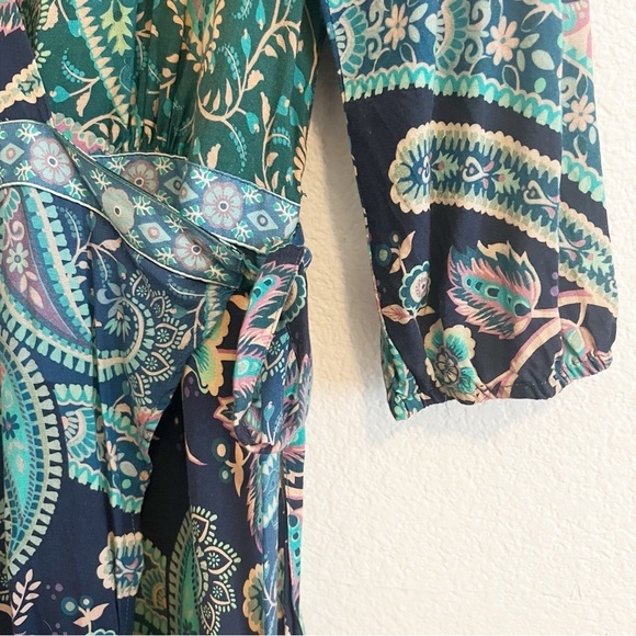 FARM Rio for Anthropologie Amorina Blue Floral Paisley Wrap Dress Small - Picture 4 of 10